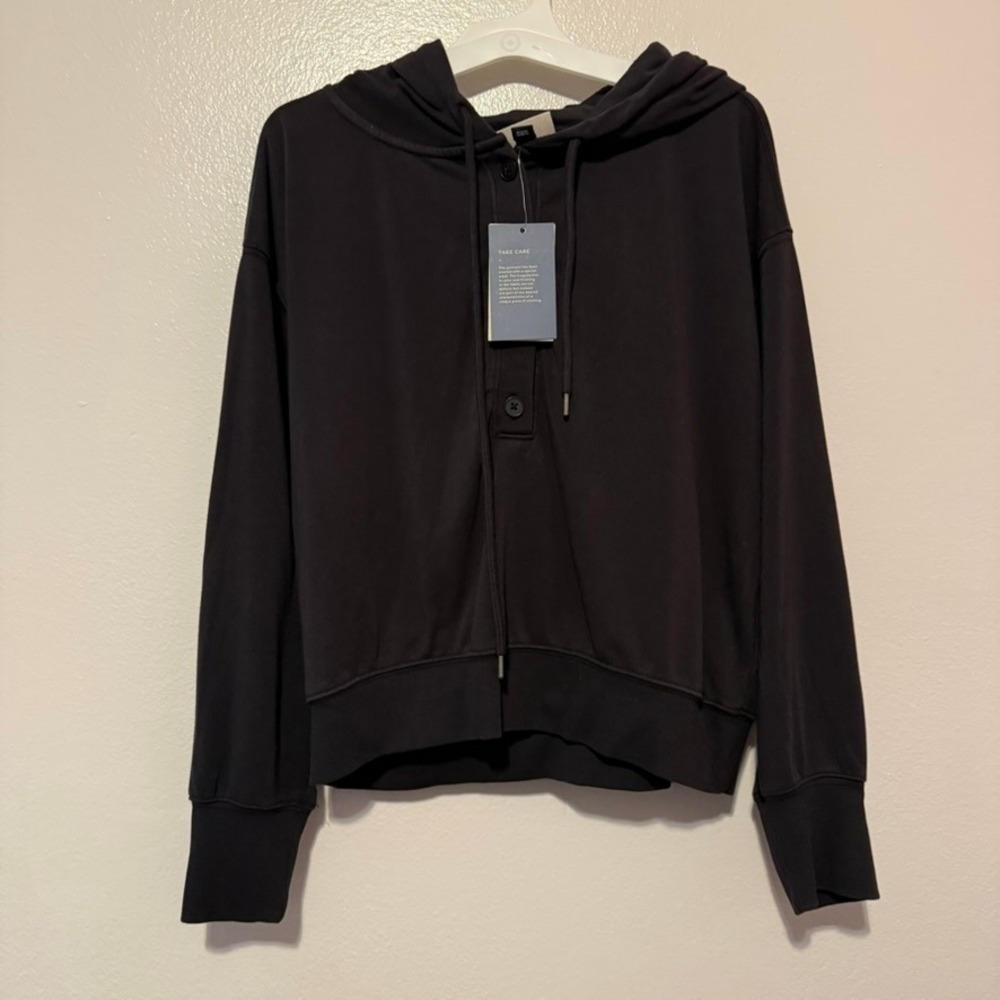 Universal Thread Womens Henley Hoodie Black Small NWT